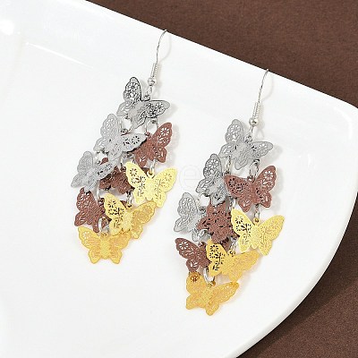 430 Stainless Steel Butterfly Dangle Earrings EJEW-A137-05P-03-1