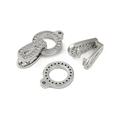 Brass Clear Cubic Zirconia Fold Over Clasps KK-Z078-09P-1