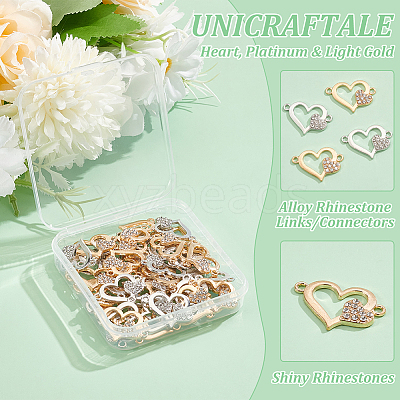 48Pcs 2 Colors Alloy Rhinestone Links/Connectors FIND-UN0016-40-1