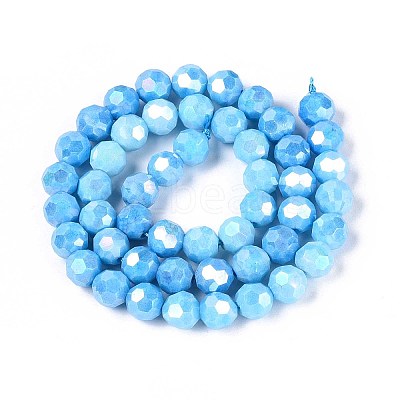 Anti-Tarnish Electroplate Glass Beads Strands EGLA-T021-8mm-15-15-1