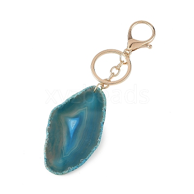 Natural Agate & 304 Stainless Steel Keychain KEYC-JKC01494-1
