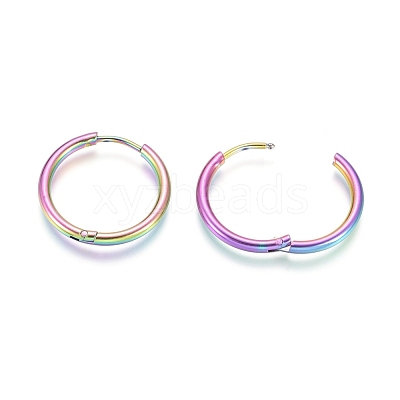 Ion Plating(IP) 304 Stainless Steel Huggie Hoop Earrings EJEW-F111A-19mm-Y-1
