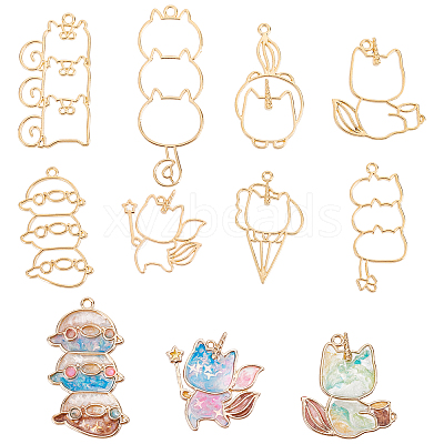 8 Styles Alloy Open Back Bezel Animal Theme Pendants PALLOY-AR0001-17-1