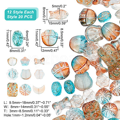 240Pcs 12 Styles Transparent Spray Painted Glass Beads GLAA-AR0001-40-1