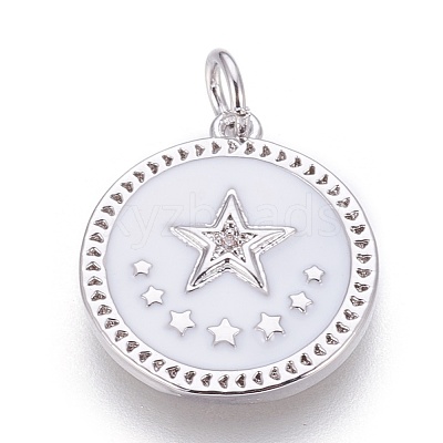 Brass Enamel Pentacle Pendants KK-O113-05B-P-1