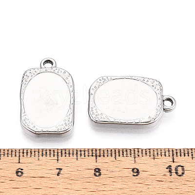 304 Stainless Steel Pendant Cabochon Settings STAS-T067-19P-1