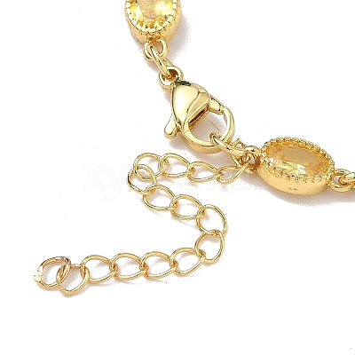 Oval Brass Pave Cubic Zirconia Link Chain Bracelets for Women BJEW-P385-02G-06-1