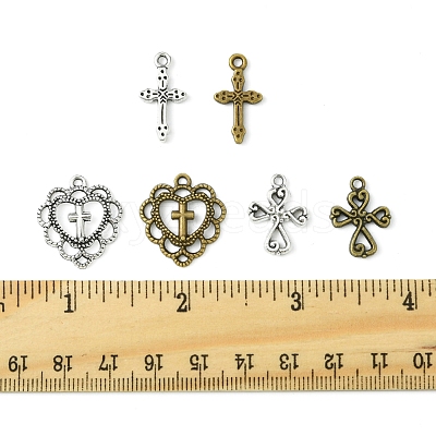 60Pcs 6 Styles Tibetan Style Alloy Pendants TIBEP-FS0001-24-1
