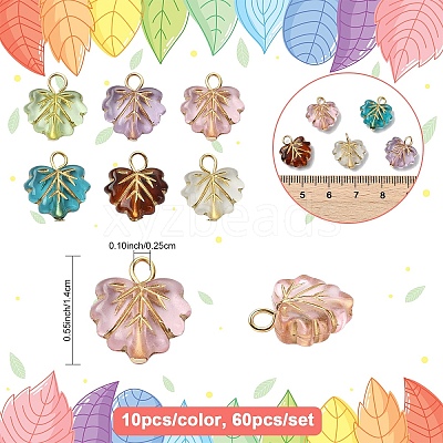 60Pcs 6 Colors Acrylic Pendants PALLOY-YW00167-1