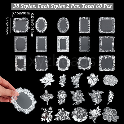 2 Boxes 2 Styles PET Hollow Lace Stickers Set DIY-GF0006-78-1