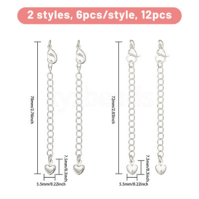 12Pcs 2 Styles  Brass Chain Extender KK-CA0003-75-1