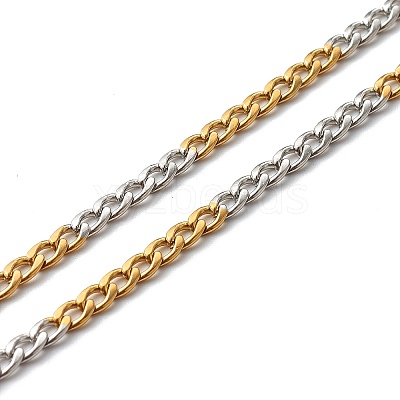 Two Tone 304 Stainless Steel Curb Chain Necklaces X-NJEW-JN03541-1