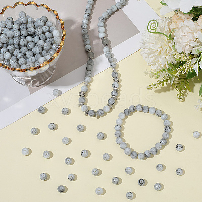 3Strands Baking Paint Glass Round Bead Strands DGLA-LT0001-02B-1