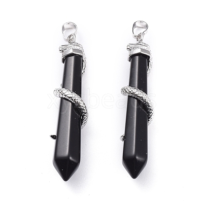 Natural Obsidian Big Pointed Pendants G-F696-B01-1