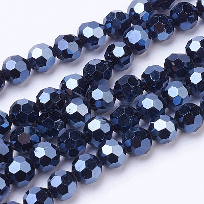 Electroplate Glass Beads Strand X-EGLA-J042-8mm-F01-1