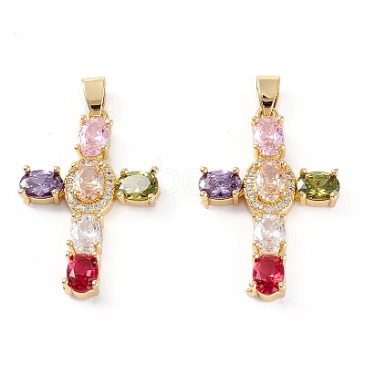 Brass Micro Pave Cubic Zirconia Pendants X-ZIRC-M116-04G-1
