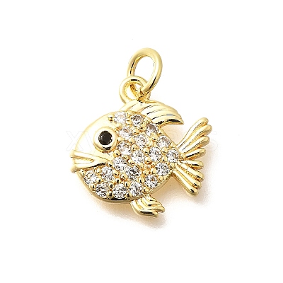 Brass Micro Pave Clear Cubic Zirconia Charms KK-Q040-07C-G-1