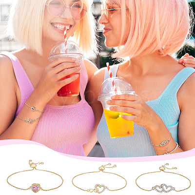 3Pcs 3 Styles Brass Slider Bracelet Sets BJEW-GA00001-1