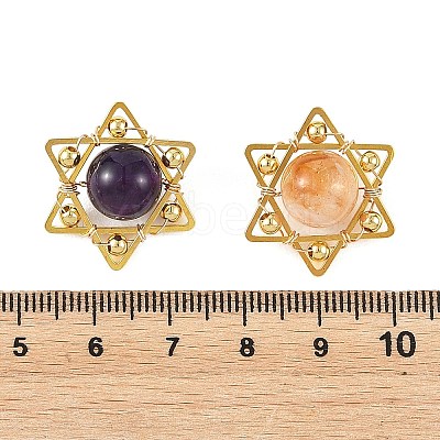 4Pcs 4 Styles Natural Amethyst & Heated Citrine & Apatite & Deyd Green Jade Pendants PALLOY-TA00428-1