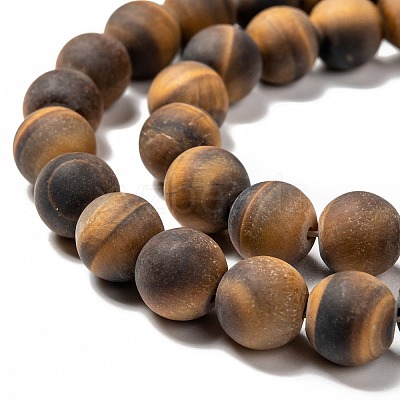 Natural Frosted Tiger Eye Round Bead Strands X-G-M064-10mm-02-1