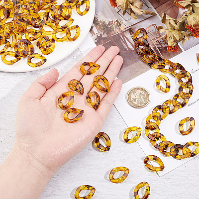 Leopard Print Pattern Resin Linking Rings FIND-AR0003-06-1