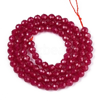 Lab Grown Red Corundum Beads Strands G-E411-40-4mm-1