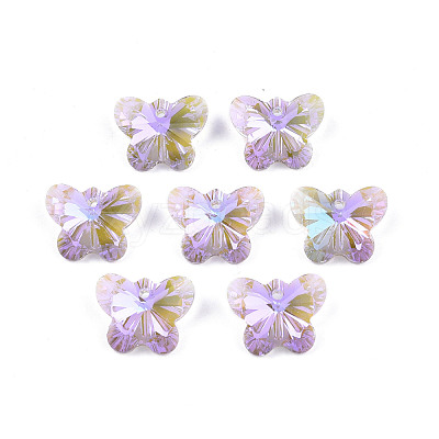 Electroplated Glass Charms EGLA-N006-057-1
