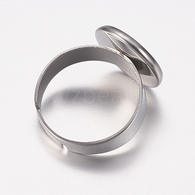 Tarnish Resistant Adjustable 304 Stainless Steel Finger Rings Components STAS-F149-18P-B-1