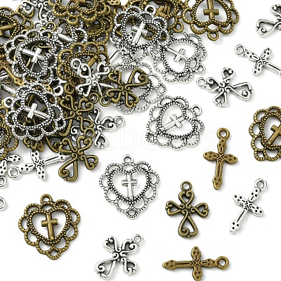 60Pcs 6 Styles Tibetan Style Alloy Pendants TIBEP-FS0001-24-1