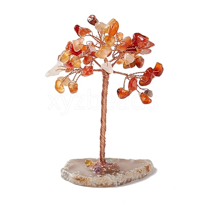 Natural Mixed Stone Chips and Natural Agate with Mixed Stone Pedestal Display Decorations DJEW-G027-09RG-1