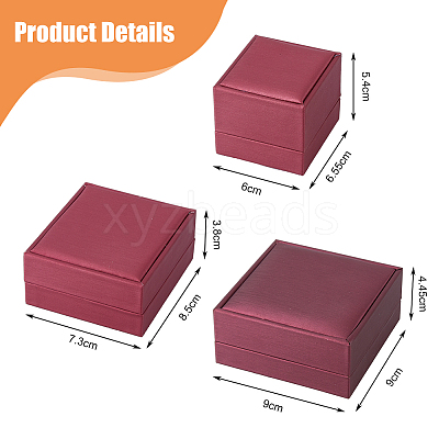 3Pcs 3 Styles PU Leather Jewelry Storage Boxes Sets with Velvet Inside CON-DC0001-05-1