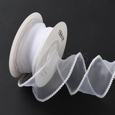 5 Yards ABS Pearl Edged Mesh Ribbon for Bowknot Making OCOR-B004-01A-07-1