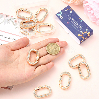 10Pcs Zinc Alloy Crystal Rhinestone Spring Gate Rings FIND-SC0019-51A-1