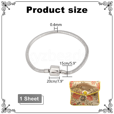 304 Stainless Steel European Style Bracelets for Jewelry Making STAS-PH0006-02B-1