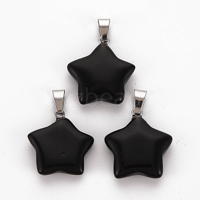 Star Natural Black Stone Pendants G-Q367-23-1
