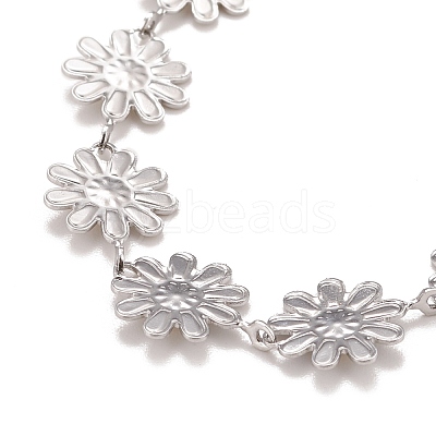 Enamel Daisy Link Chains Bracelet BJEW-P271-01P-03-1