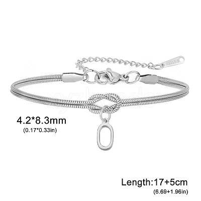 304 Stainless Steel Initial Charm Bracelets FS-WGD8E41-35-1