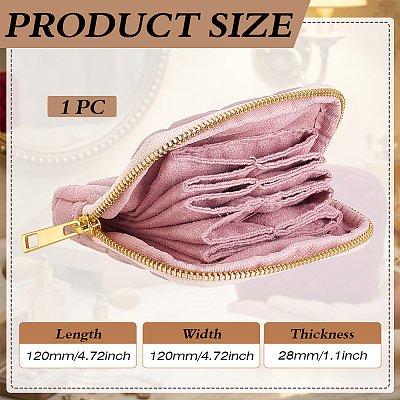Rhombus Textured Velvet Jewelry Storage Zipper Pouches for Earrings Rings Bracelets Necklaces ABAG-WH0085-012C-1