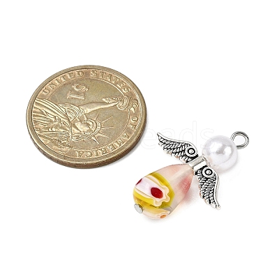Handmade Millefiori Glass Pendants PALLOY-JF04573-01-1