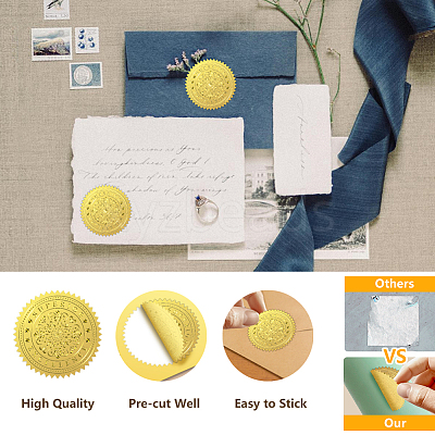 Plastic Self Adhesive Gold Foil Embossed Stickers DIY-WH0211-412-1