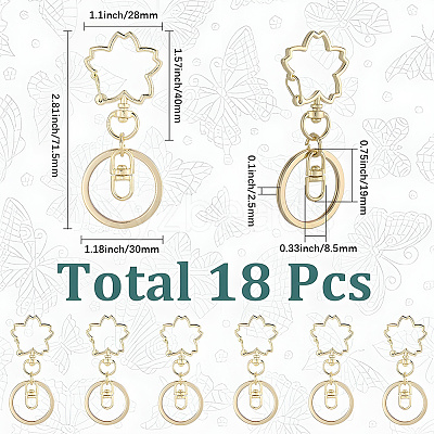 18Pcs Alloy Keychain Clasps KEYC-SC0001-72G-1