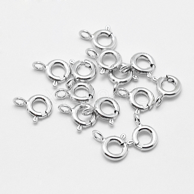 Anti-Tarnish Rhodium Plated 925 Sterling Silver Spring Ring Clasps LS-STER-K167-076A-P-1