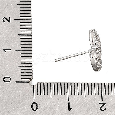 Brass Micro Pave Cubic Zirconia Stud Earring Findings with Loops CU-CBA1682-01P-1