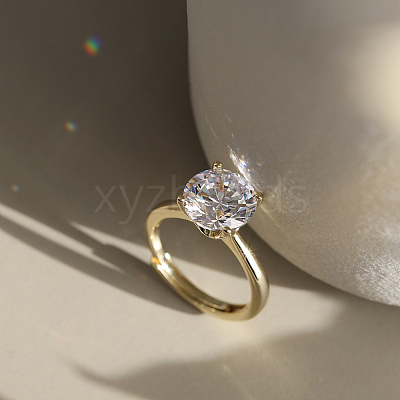 925 Sterling Silver Micro Pave Clear Cubic Zirconia Finger Rings RJEW-G358-03G-1