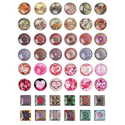 4Sets 4 Styles Glass Cabochons GGLA-SZ0001-22-1