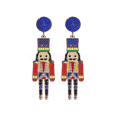 Cartoon Soldier Shape Alloy Enamel Dangle Stud Earrings FS-WGA682D-02-1