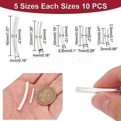 50Pcs 5 Style Brass Tube Beads Sets KK-AR0003-16-1