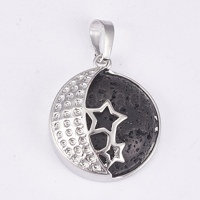 Natural Lava Rock Pendants G-P373-G07-1