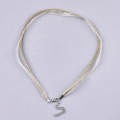 Waxed Cord and Organza Ribbon Necklace Making NCOR-T002-278-1