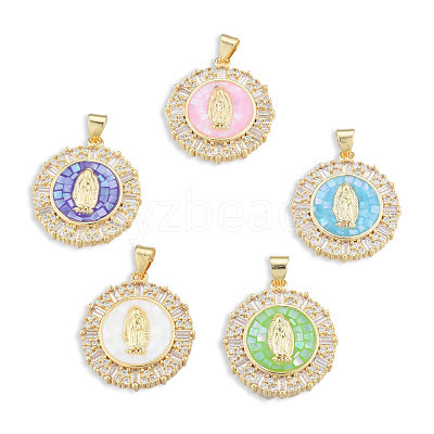 Brass Micro Pave Clear Cubic Zirconia Pendants KK-N227-100-1